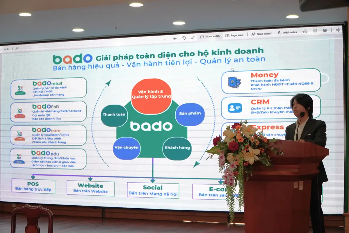 Bado hướng dẫn HĐĐT máy tính tiền cho hộ kinh doanh An Giang